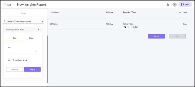 Applying a data field to the report