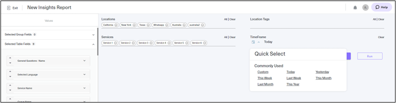TimeFrame dropdown