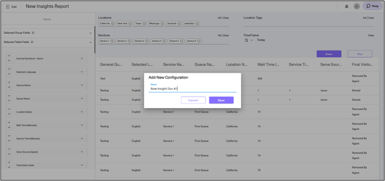 Saving the report popup